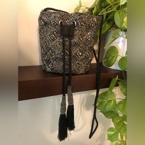 Forever 21 silver beaded drawstring bag